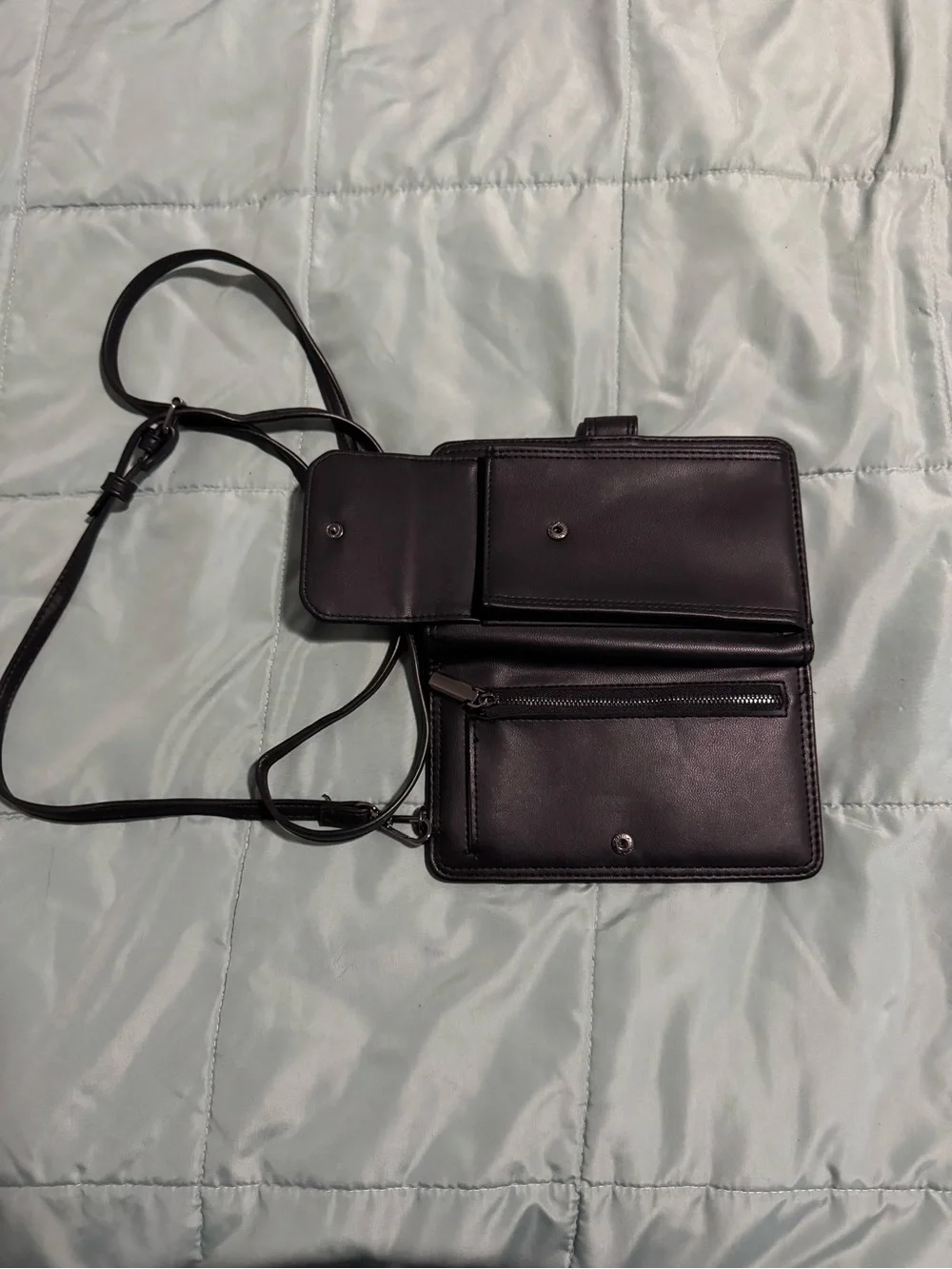Black Crossbody Phone Wallet Slim Hands-Free Carry